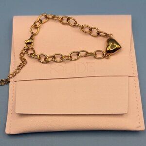 Gold Heart Bracelet 18K Gold Plated Adjustable by SLIDE NEW